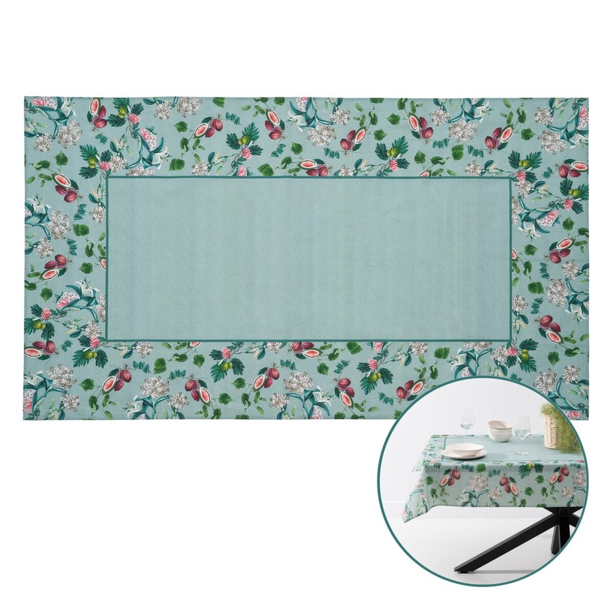 Скатерть бирюзовый полиэстер 100 % хлопок 140 x 240 cm-7