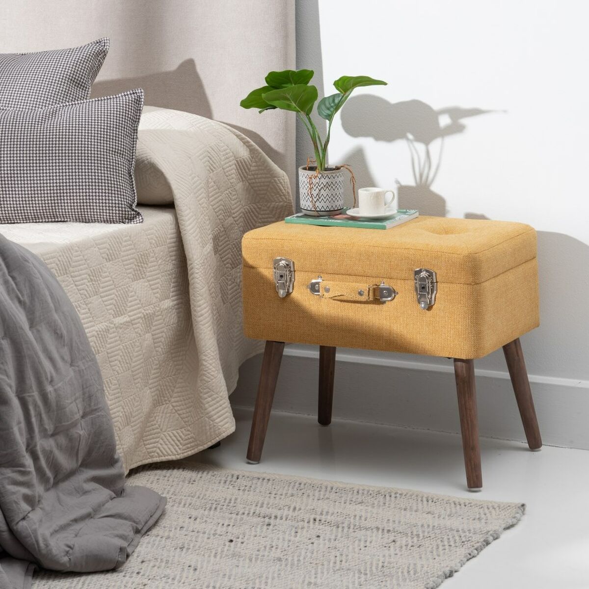 Сундук 50 x 35 x 45 cm Синтетическая ткань Деревянный-7