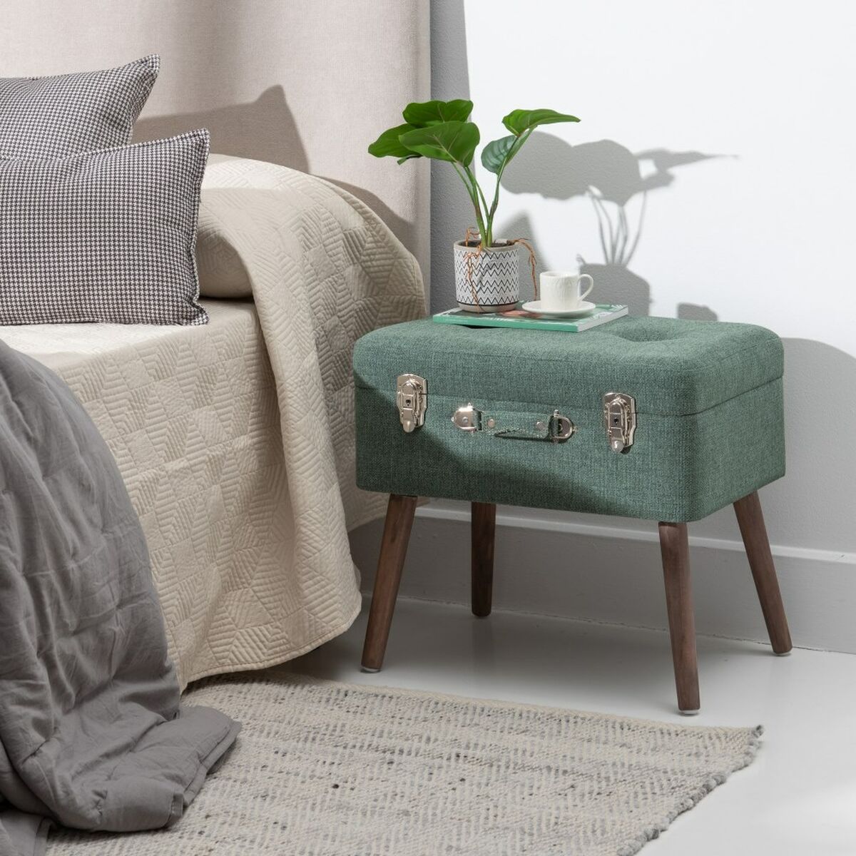 Сундук 50 x 35 x 45 cm Синтетическая ткань Деревянный-8