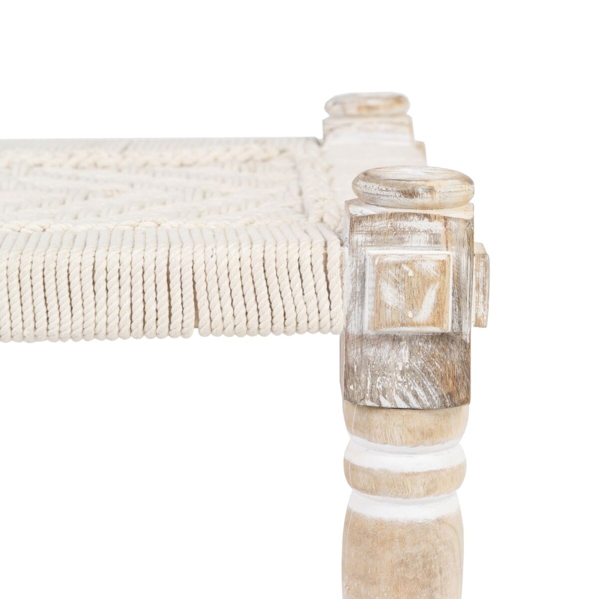 Банкетка 46 x 46 x 40 cm Деревянный Веревка Белый-5