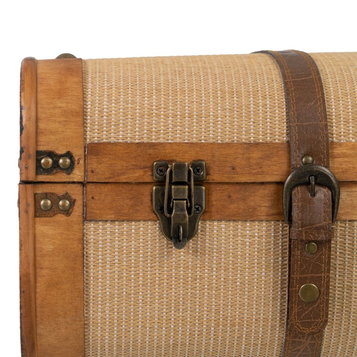 Chest Set 80 x 41.5 x 25 cm Synthetic Fabric Wooden (2 Items)-7