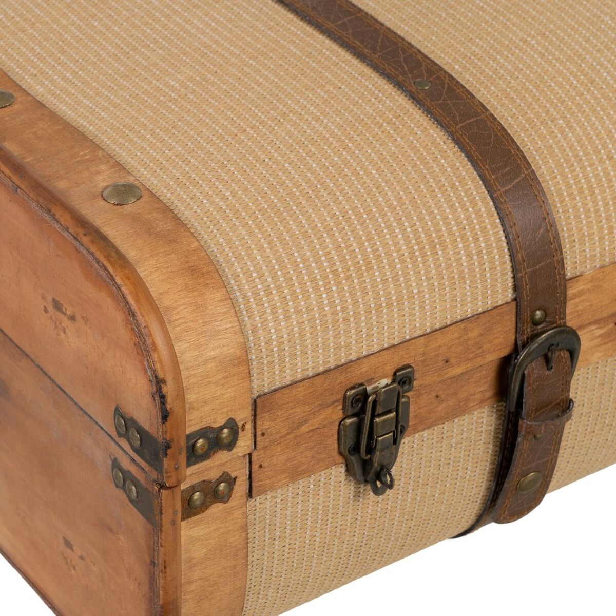 Chest Set 80 x 41.5 x 25 cm Synthetic Fabric Wooden (2 Items)-8