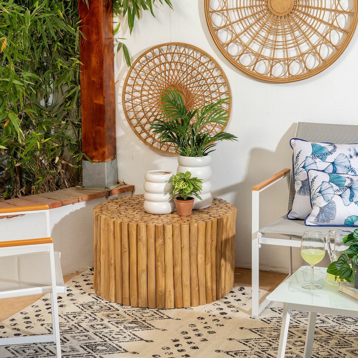 Кофейный столик AKAR древесина тика 70 x 70 x 40 cm-8