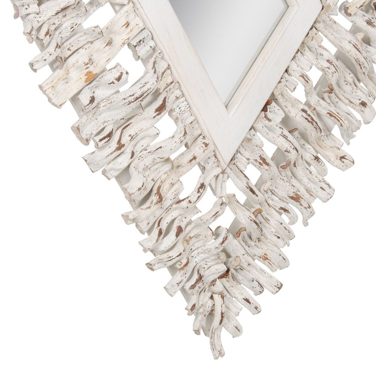 Настенное зеркало 95 x 8 x 115 cm древесина тика Белый-4