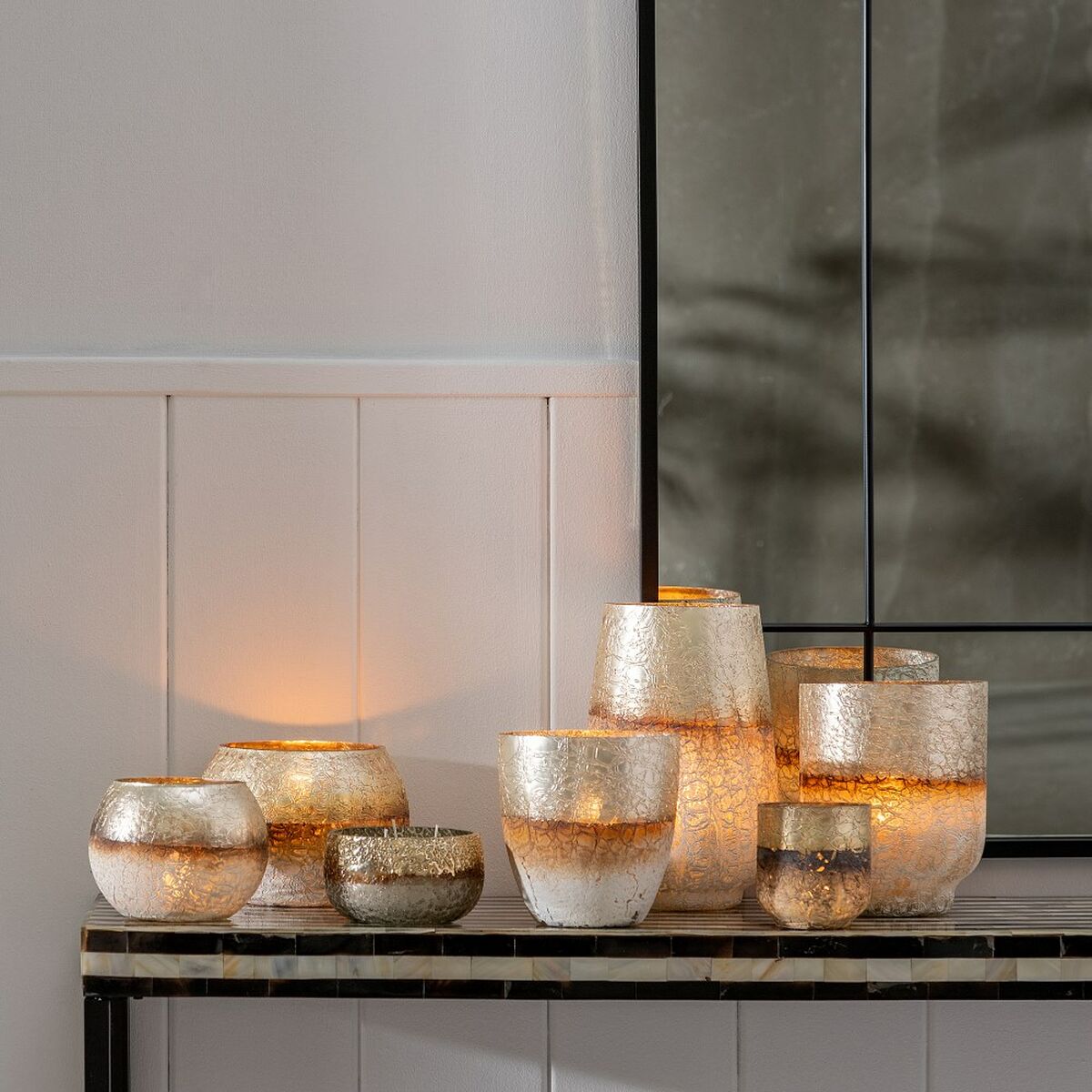 Подсвечник 16 x 16 x 15 cm Стеклянный Серый Белый-2