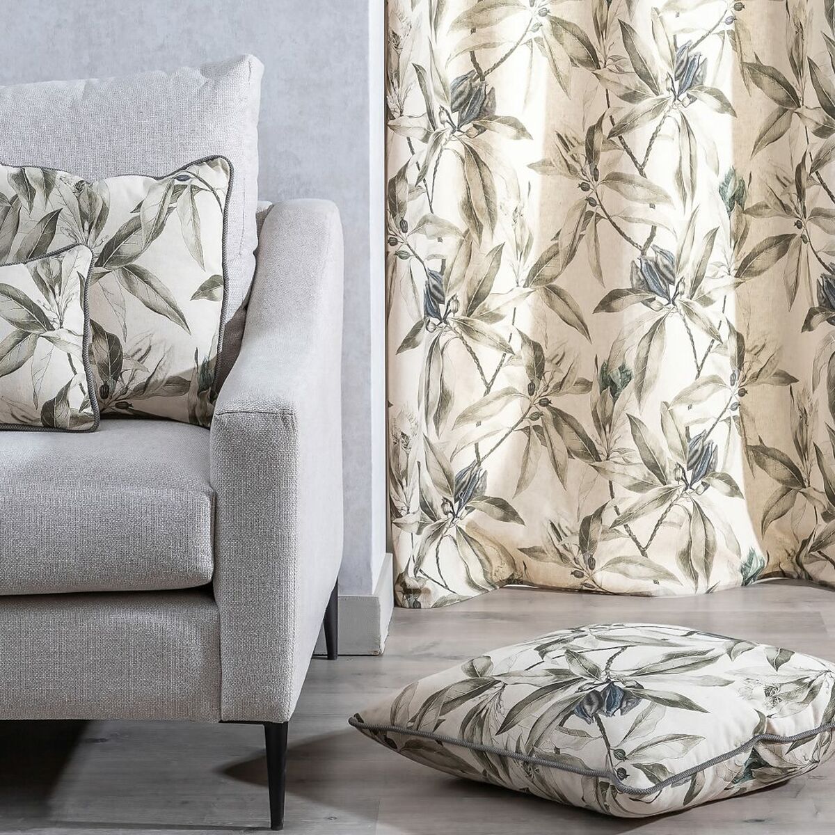 Kissen Blätter Flachs 60 x 60 cm 100% Baumwolle-2