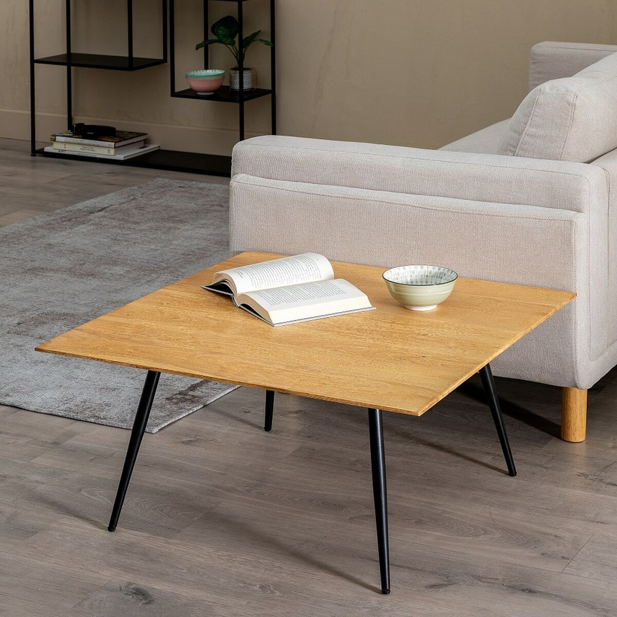 Кофейный столик Деревянный Железо 80 x 80 x 40 cm-2