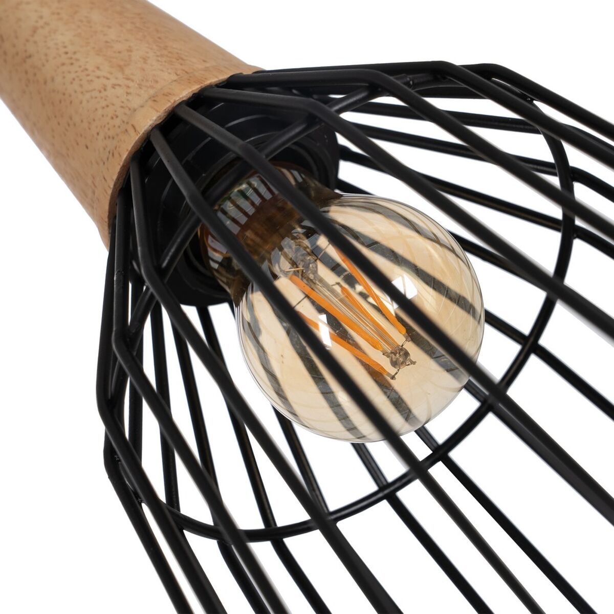 Потолочный светильник Чёрный Натуральный Деревянный Железо 220-240 V 20 x 19,5 cm-3