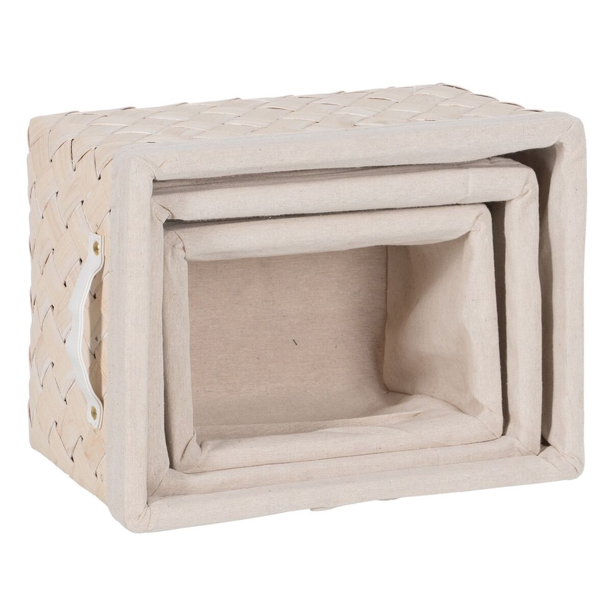 Набор корзин Белый Деревянный Ткань 39,5 x 30 x 24 cm (3 штук)-8