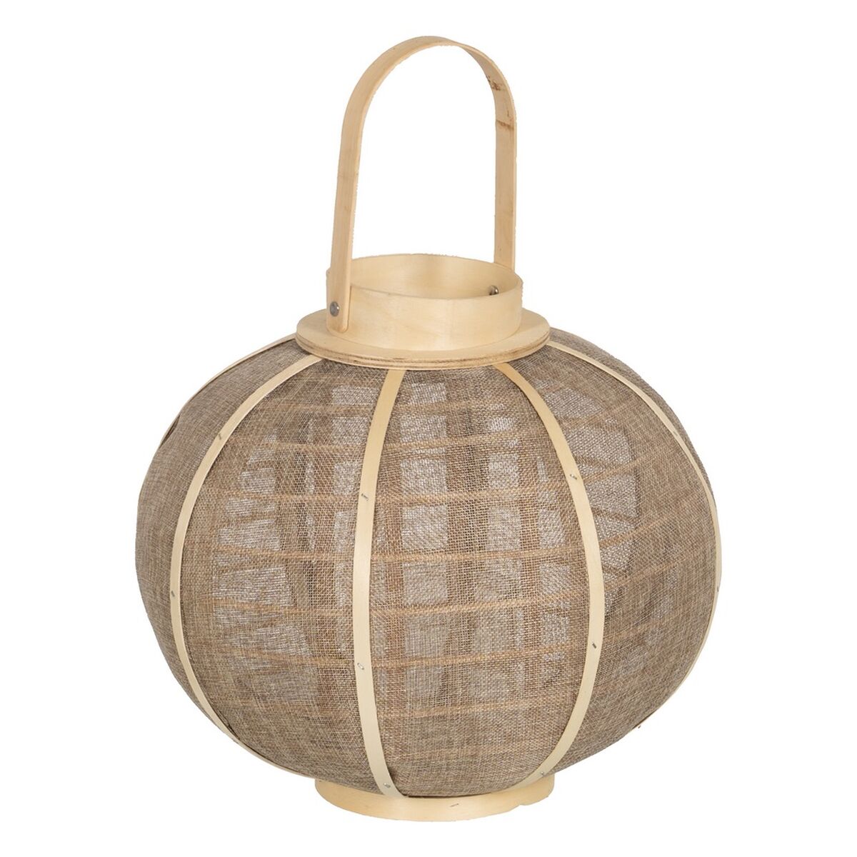 Lantern Candlestick Lantern Beige Natural Jute 33.5 x 33.5 x 30.5 cm