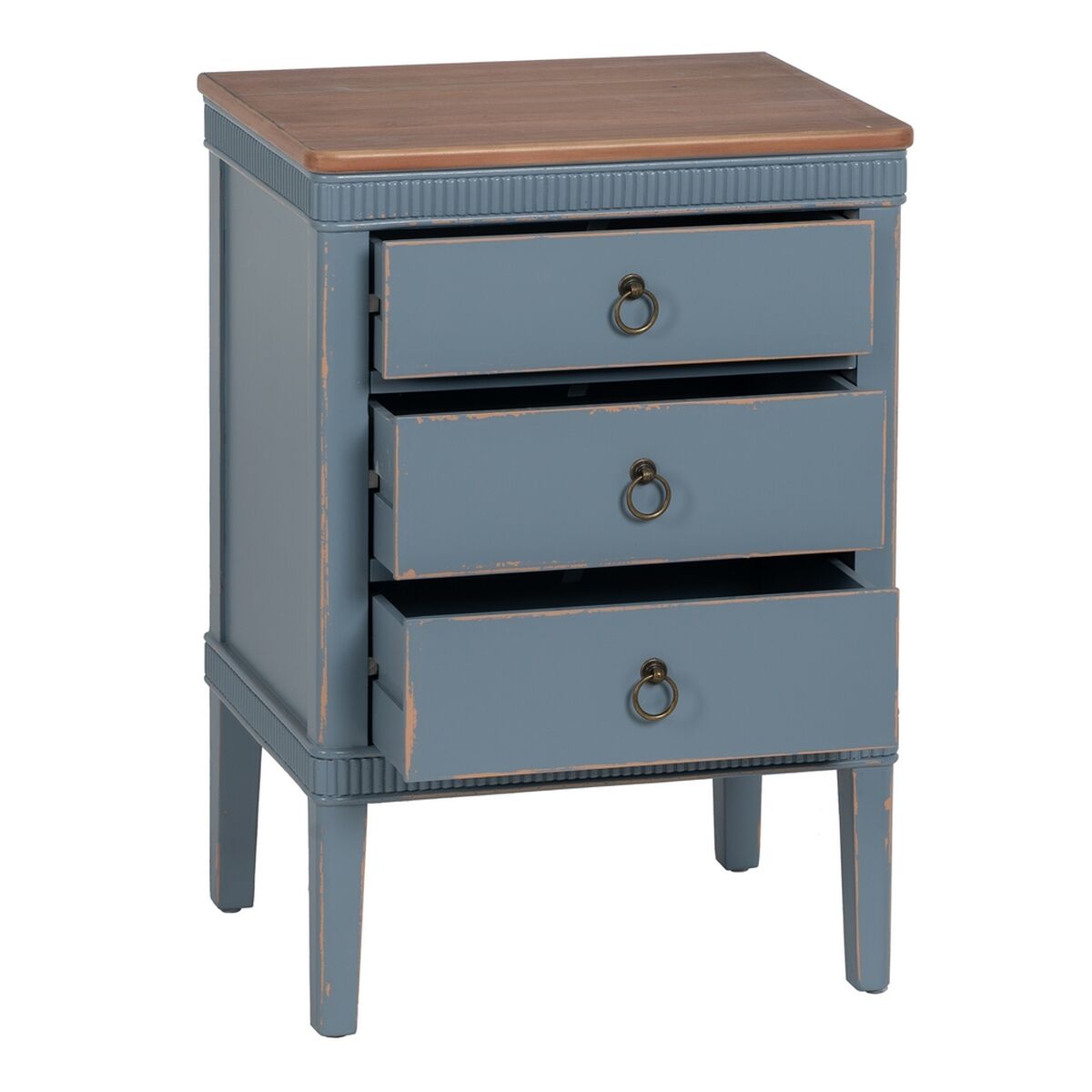 Ночной столик Синий Натуральный древесина ели Деревянный MDF 50 x 38 x 72 cm-3