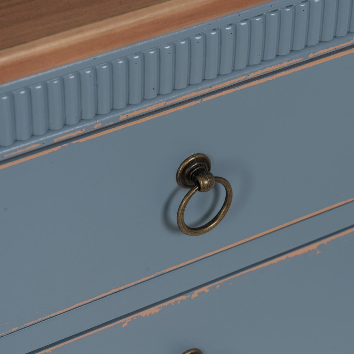 Ночной столик Синий Натуральный древесина ели Деревянный MDF 50 x 38 x 72 cm-8