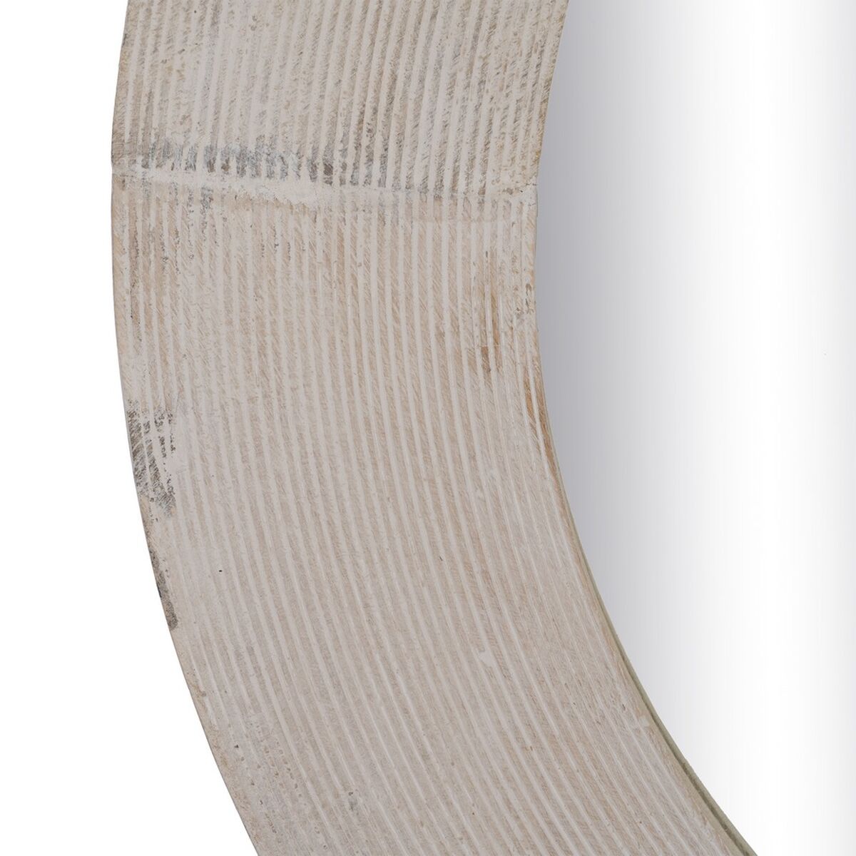 Настенное зеркало Белый Натуральный Стеклянный Древесина манго Деревянный MDF Вертикаль Круглый 61 x 2,5 x 61 cm-3