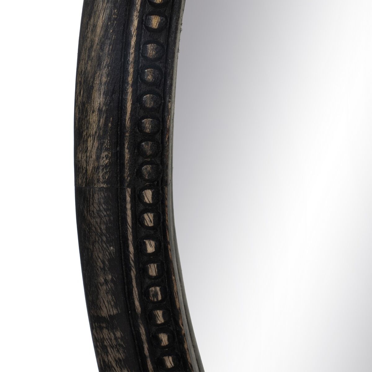 Настенное зеркало Темно-коричневый Стеклянный Древесина манго Деревянный MDF Вертикаль Круглый 76,2 x 3,8 x 81,3 cm-2