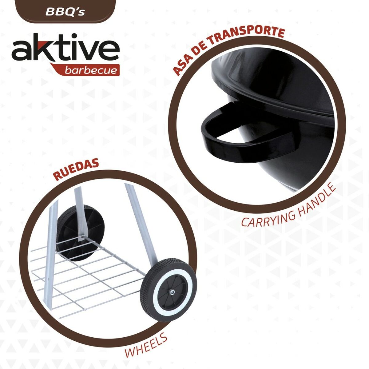 Угольный барбекю на колесах Aktive Эмалированный металл 46 x 89 x 46 cm Чёрный-3