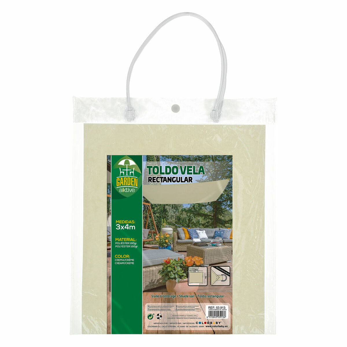 Навесы Aktive Треугольный Кремовый 300 x 0,5 x 400 cm (4 штук)-4