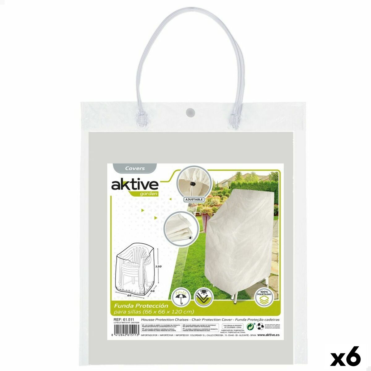 Чехол для кресла Aktive полиэтилен 66 x 120 x 66 cm (6 штук)-2