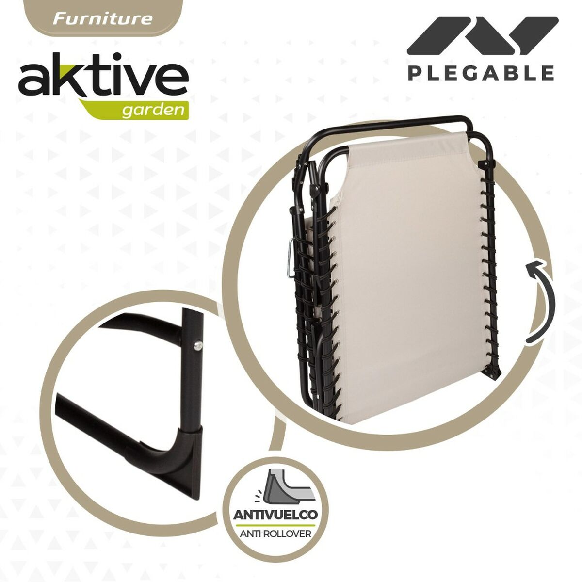 Шезлонг Aktive Кремовый 190 x 32 x 58 cm-3