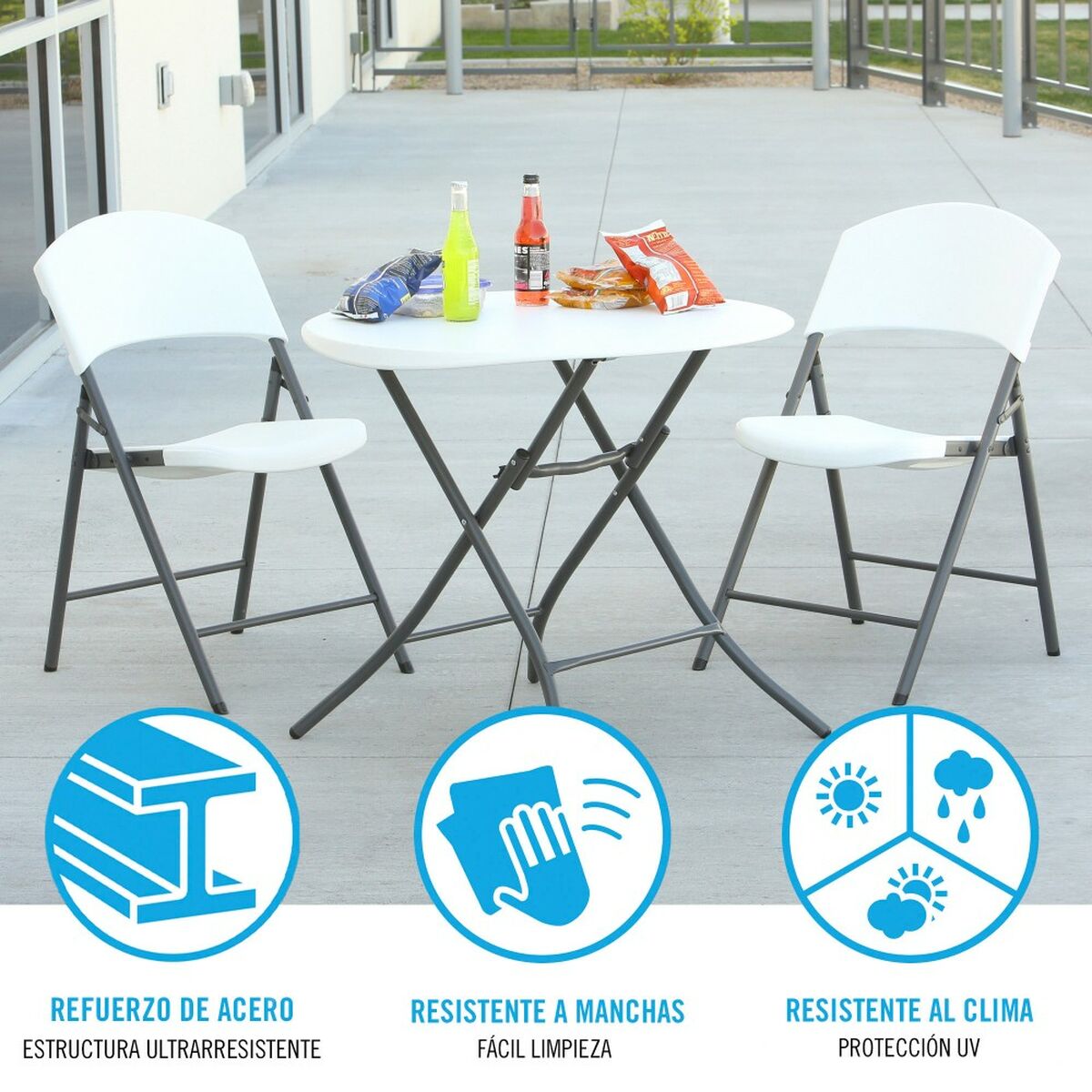 Mesa auxiliar Lifetime branco 83,5 x 73,5 x 83,5 cm Aço Plástico-4