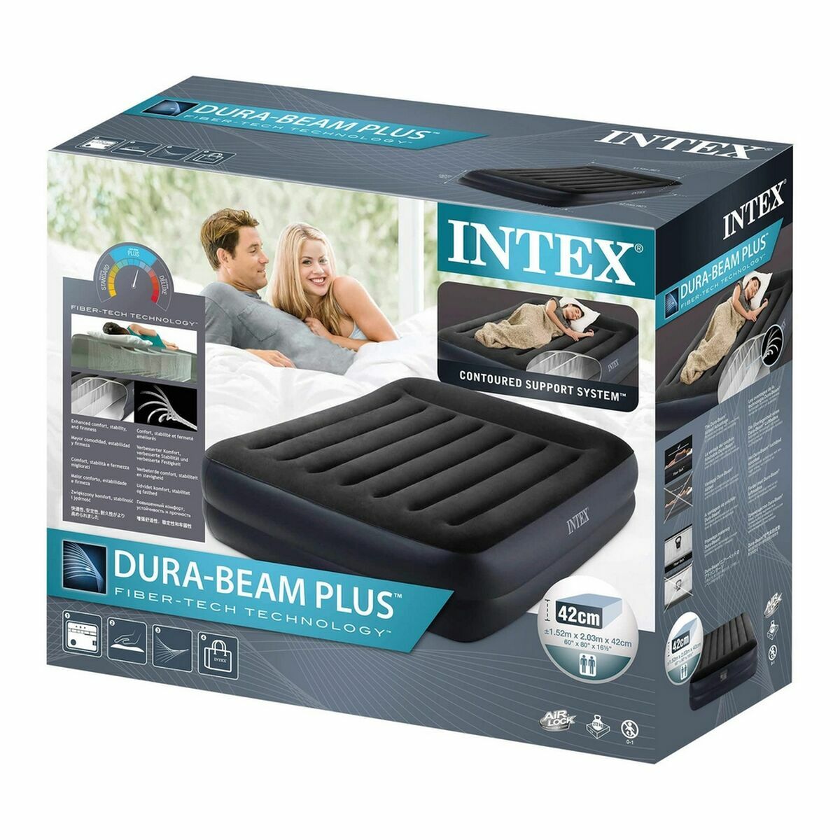 Надувная кровать Intex Beam Basic Queen 152 x 42 x 203 cm-6