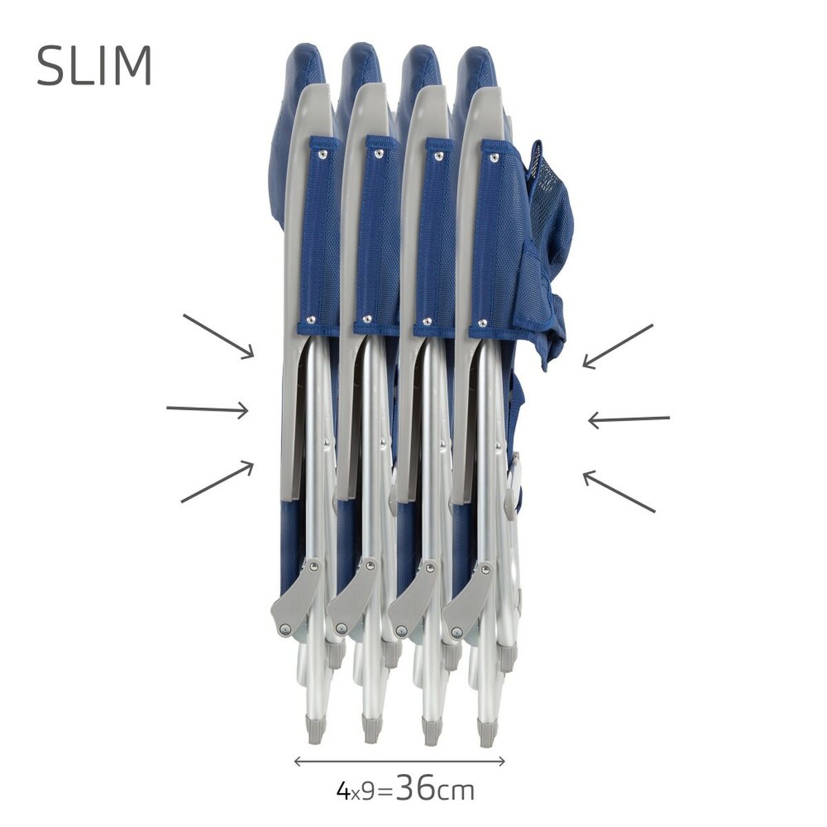 Пляжный стул Aktive Slim Складной Тёмно Синий 47 x 87 x 58 cm (2 штук)-4