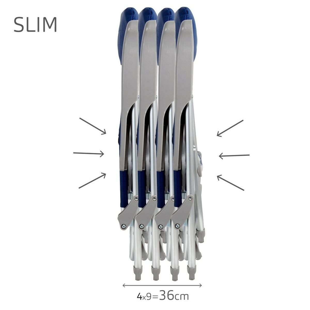 Пляжный стул Aktive Slim Складной Тёмно Синий 47 x 89 x 57 cm (2 штук)-4