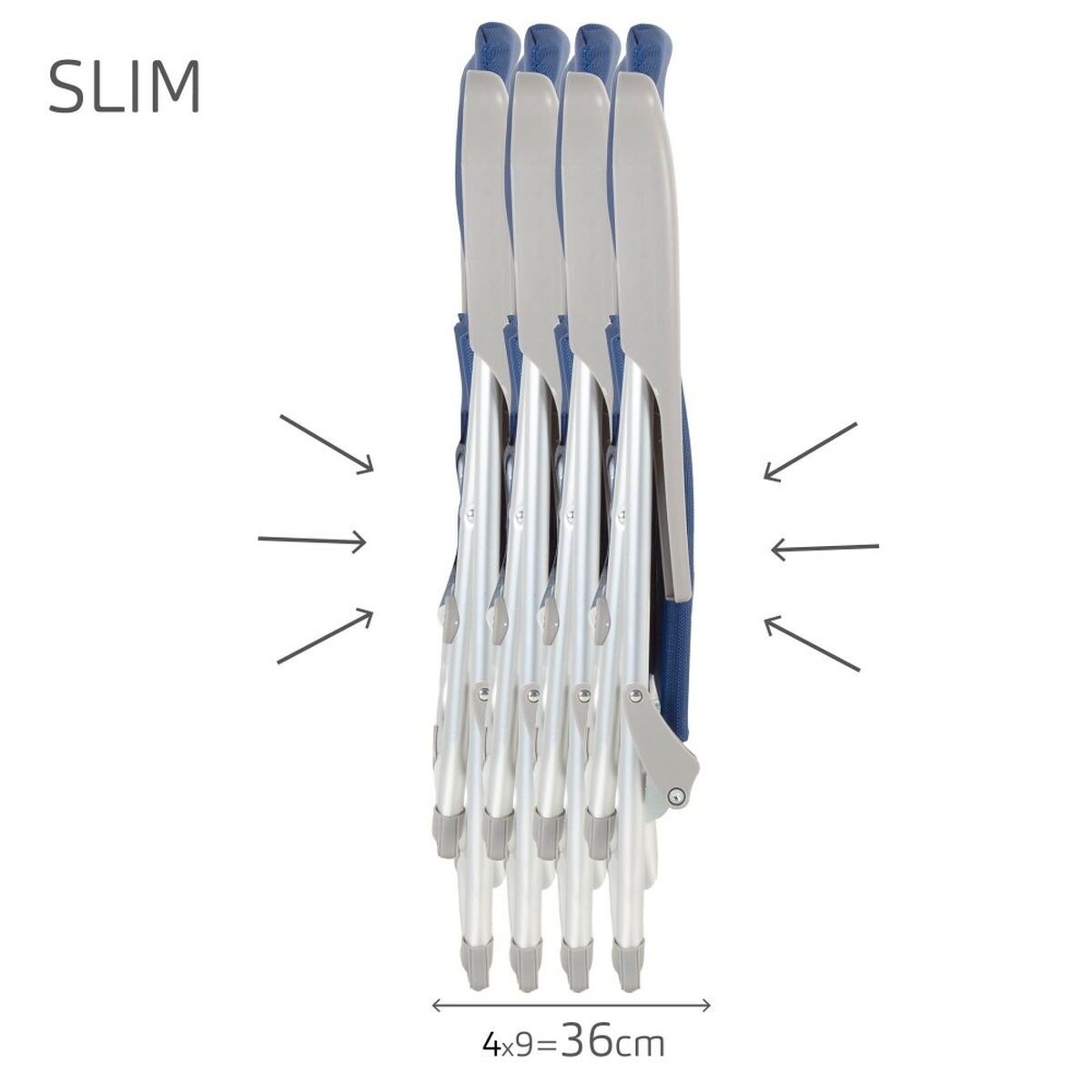 Пляжный стул Aktive Slim Складной Тёмно Синий 47 x 107 x 66 cm (4 штук)-3