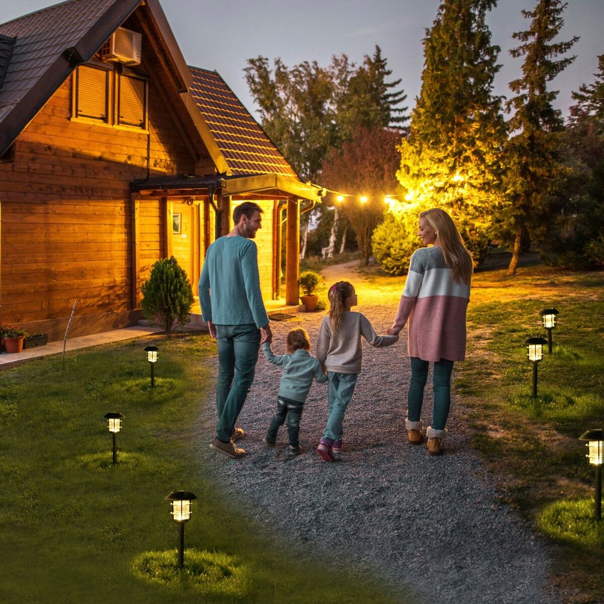 Набор солнечных садовых кольев Aktive 2 Предметы Нержавеющая сталь Пластик 13 x 55 x 13 cm (4 штук)-3