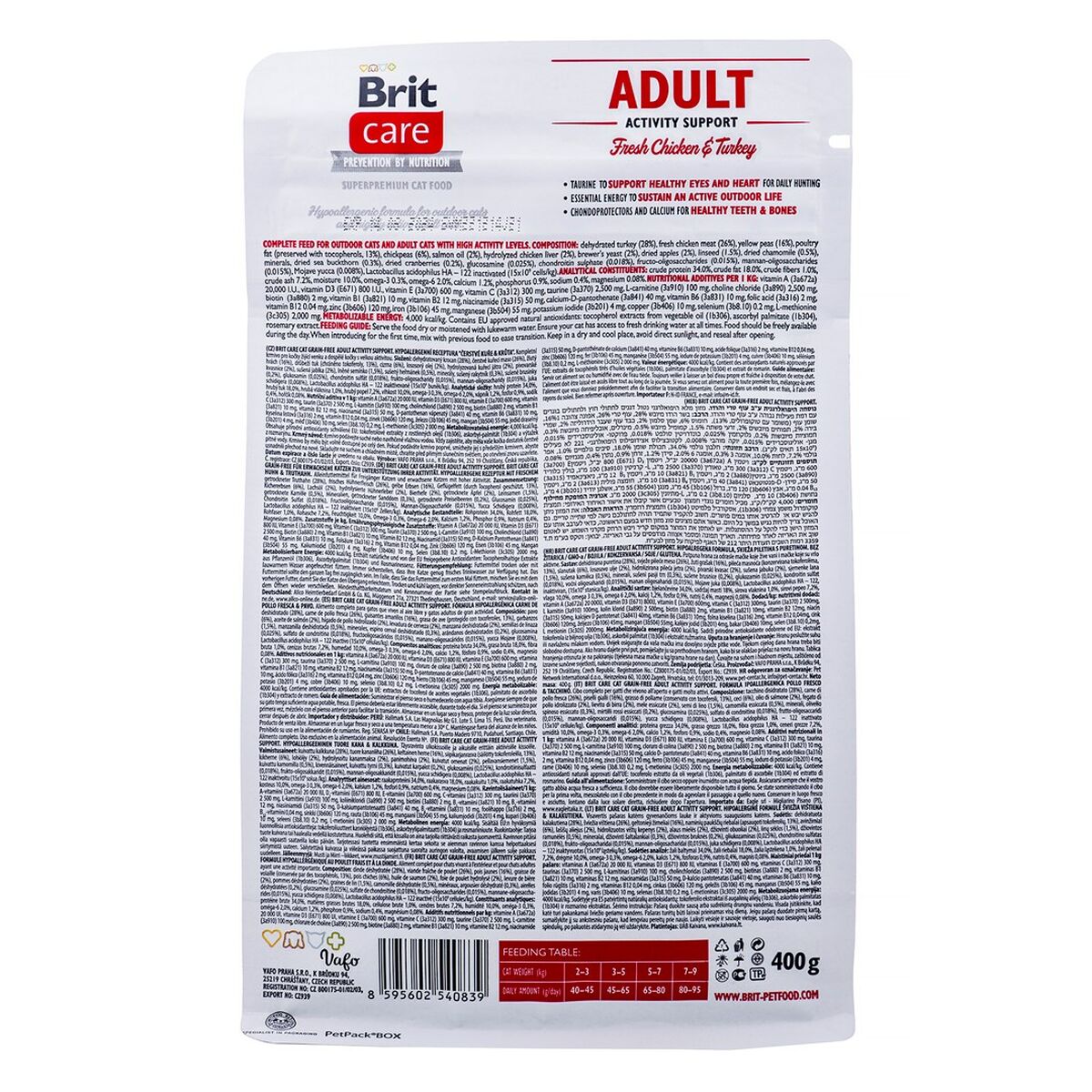 Корм для котов Brit Care Grain Free Activity Support Adult Для взрослых Курица индейка 400 g-3