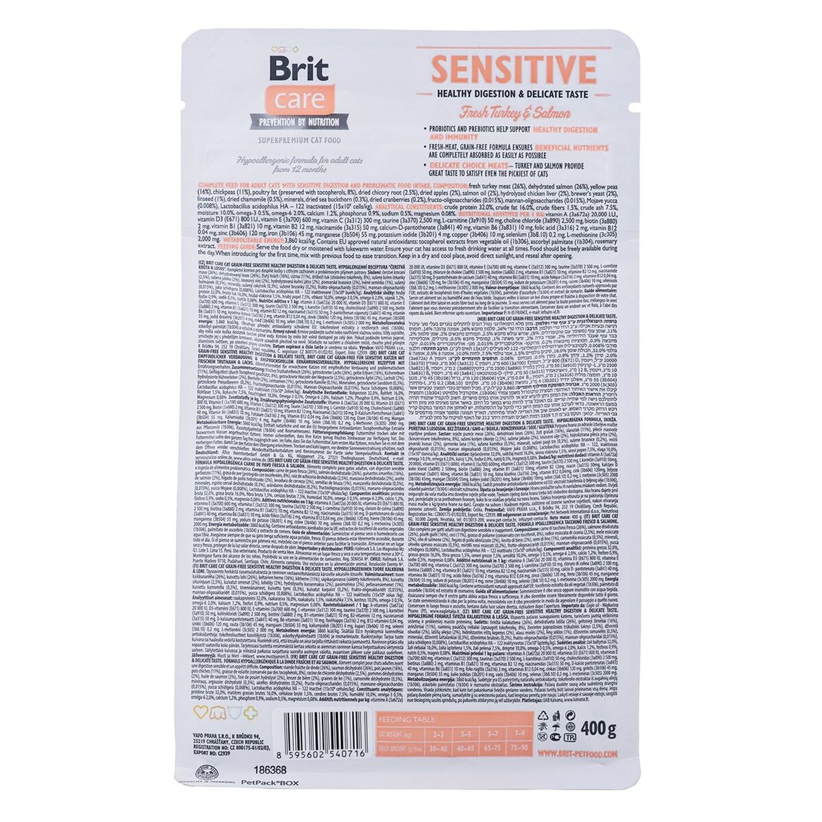 Корм для котов Brit Care Grain-Free Sensitive Для взрослых Лососевый индейка 400 g-2