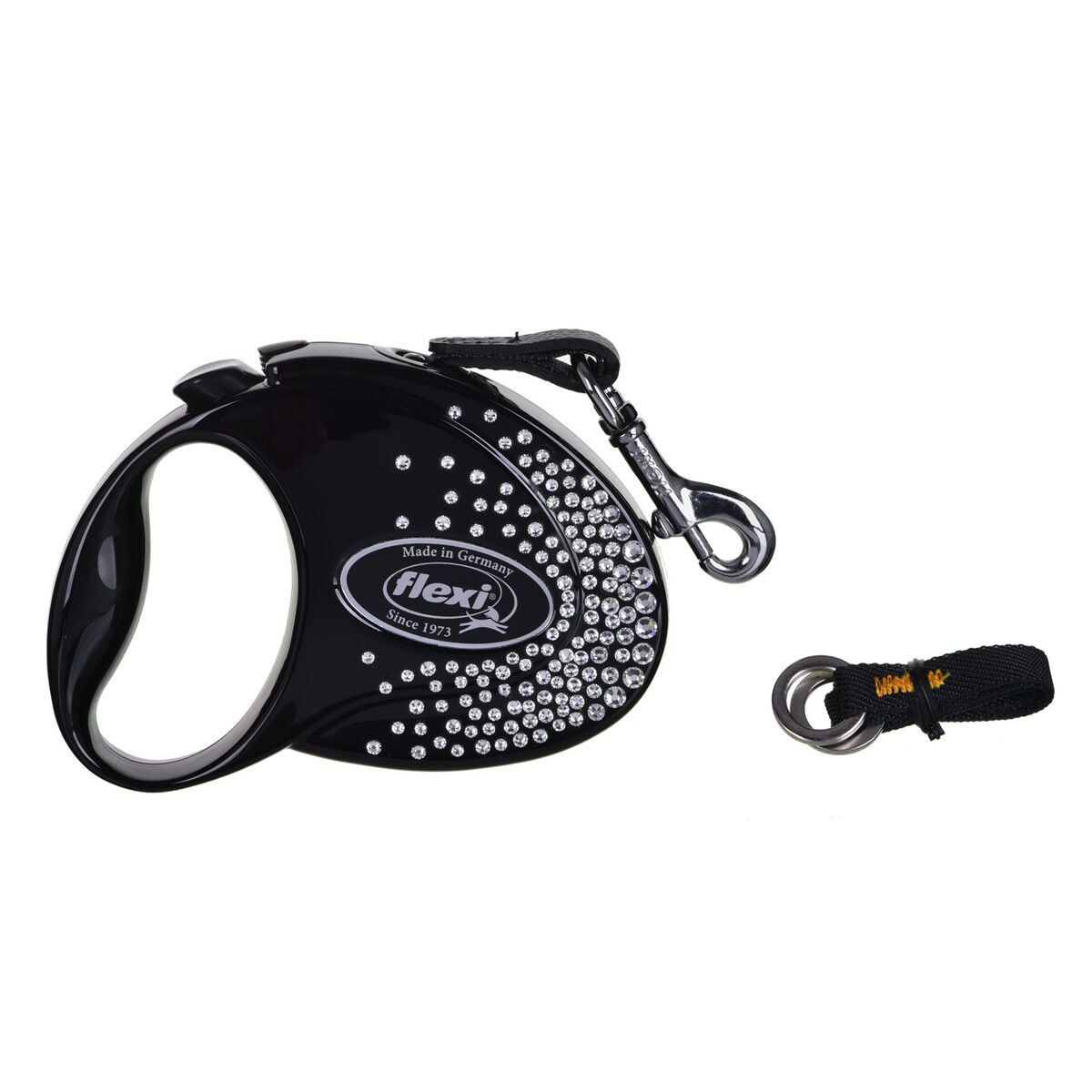 带有Swarovski水晶的Flexi Glam狗皮带3 m Black S-5