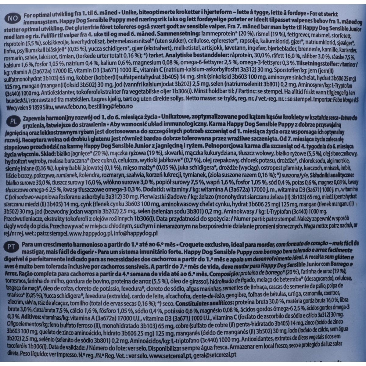 Фураж Happy Dog Sensible Puppy Щенок / Юниор Мясо ягненка 10 kg-2