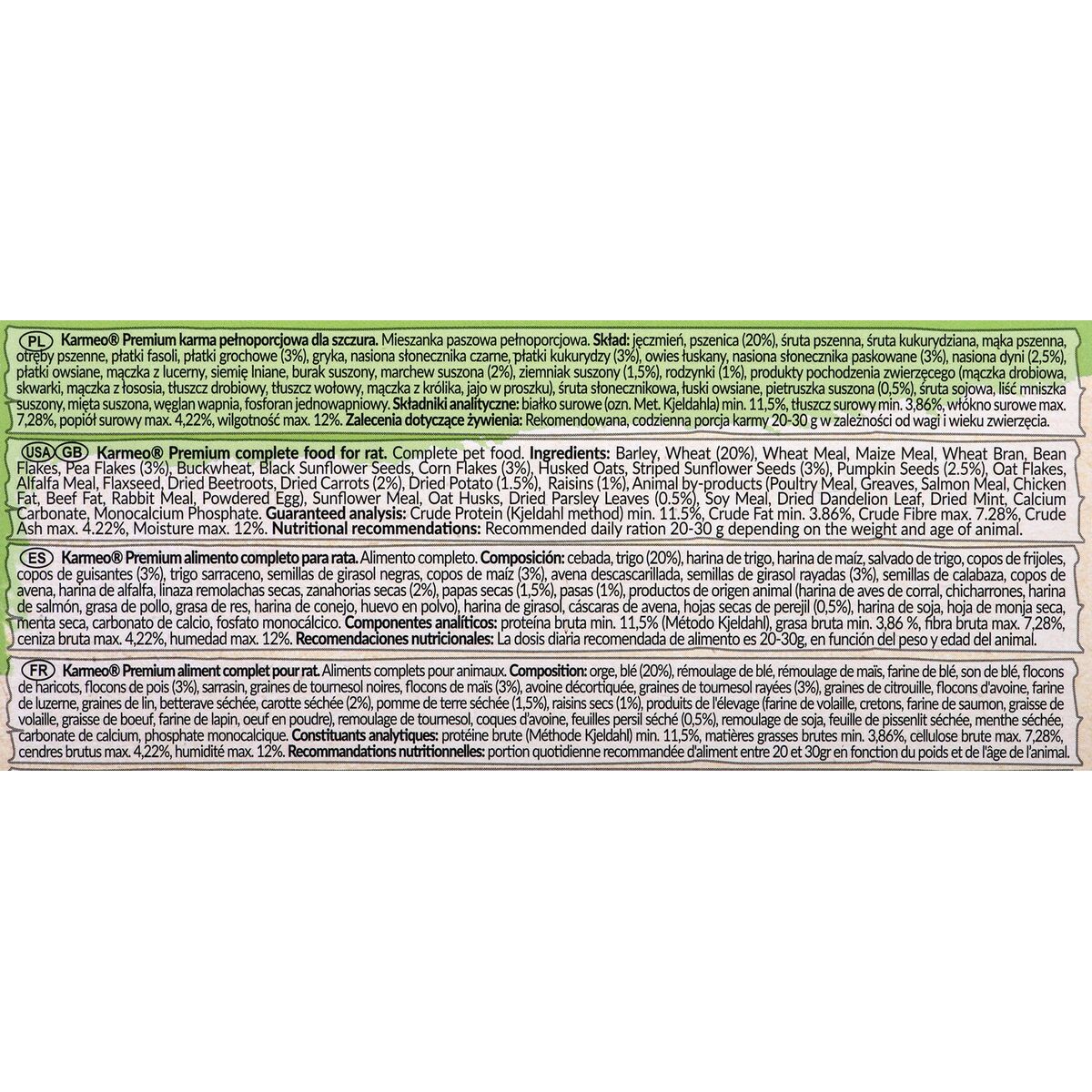 Фураж Vitapol Karmeo Premium Лососевый Зеленый горошек крыса 500 g-3