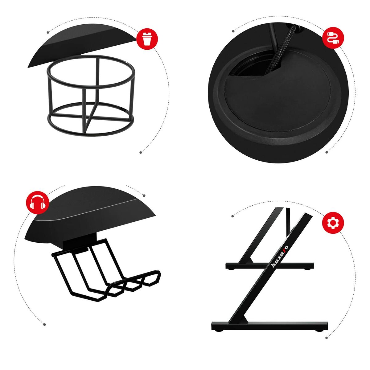 Письменный стол Huzaro HZ-Hero 1.8 Black Чёрный Сталь-3