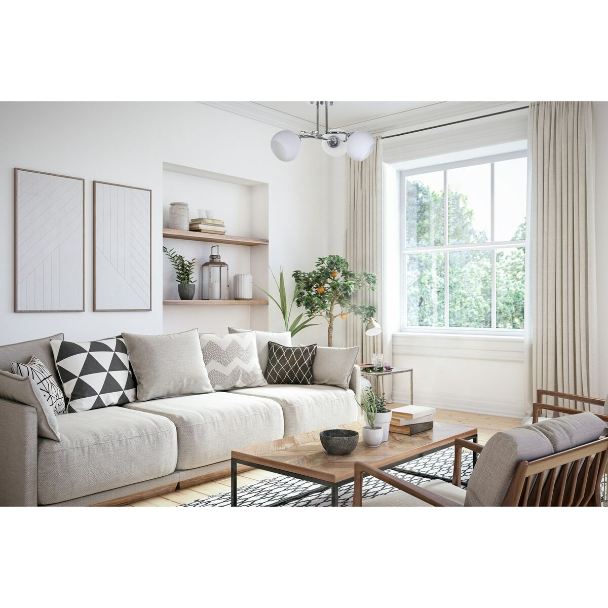 Потолочный светильник Activejet AJE-IRMA 3P Белый Серебристый Металл 40 W 39 x 29 x 35 cm-2