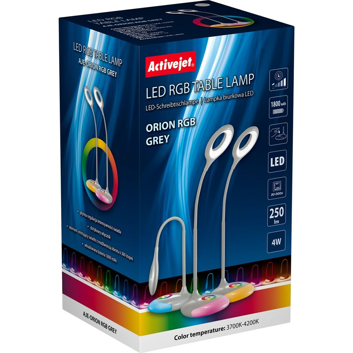Настольная лампа Activejet AJE-ORION Grey Серый Алюминий полистирол ABS 5 V 8,7 x 26,3 x 8,7 cm-6