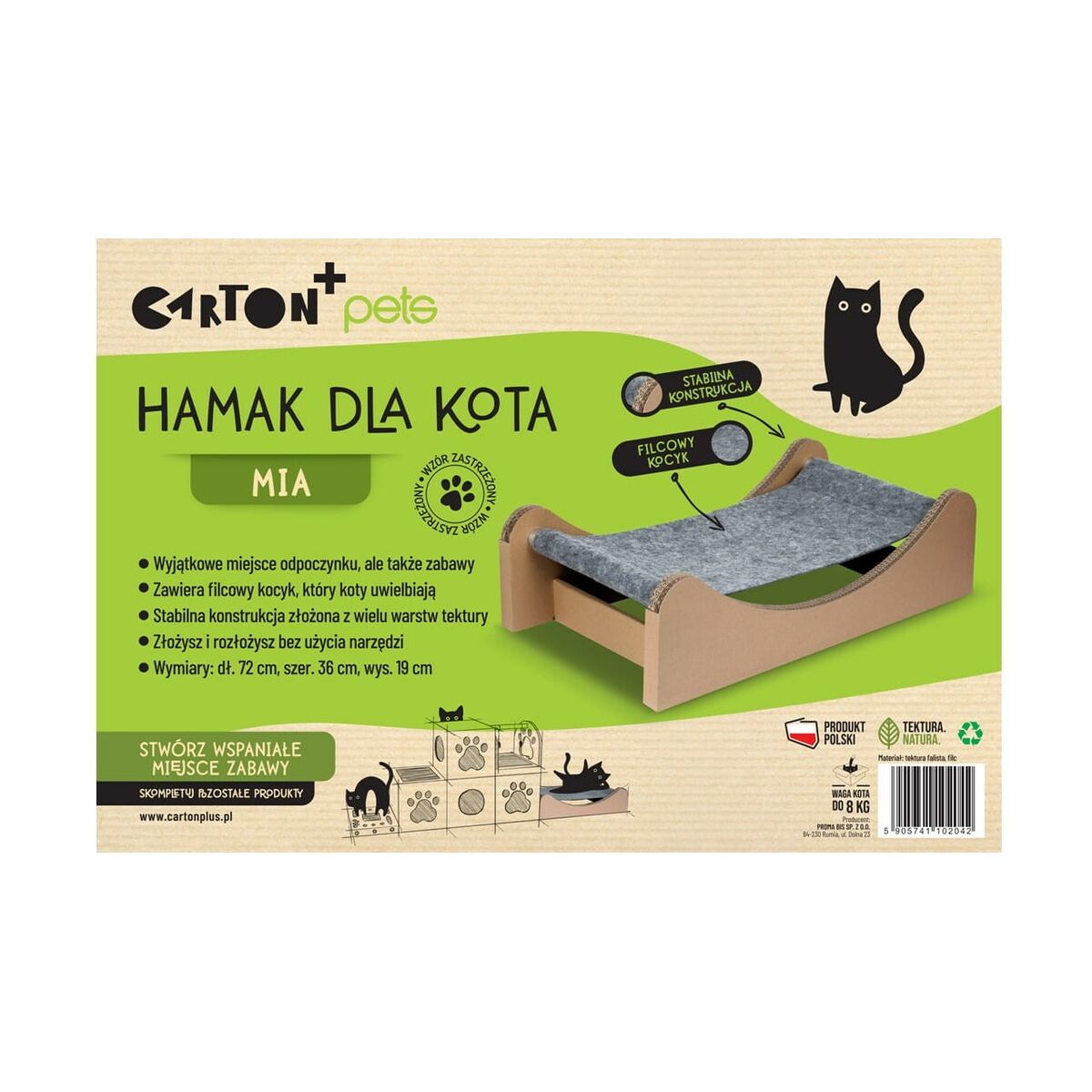 Подвесной гамак для кошек Carton+Pets Mia Серый-2