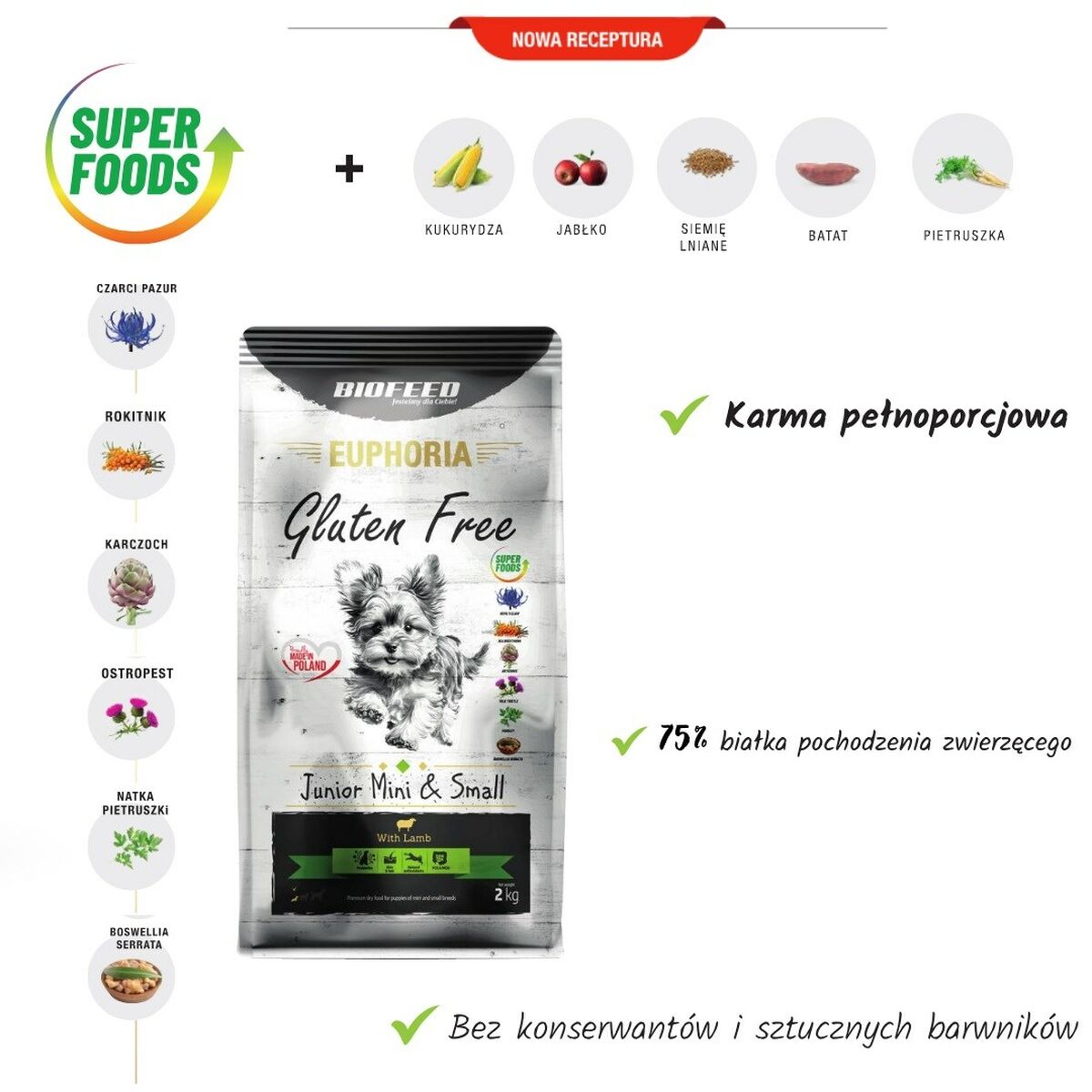 Furagem Biofeed Junior Mini & Small Carne de cordeiro 12 kg-2