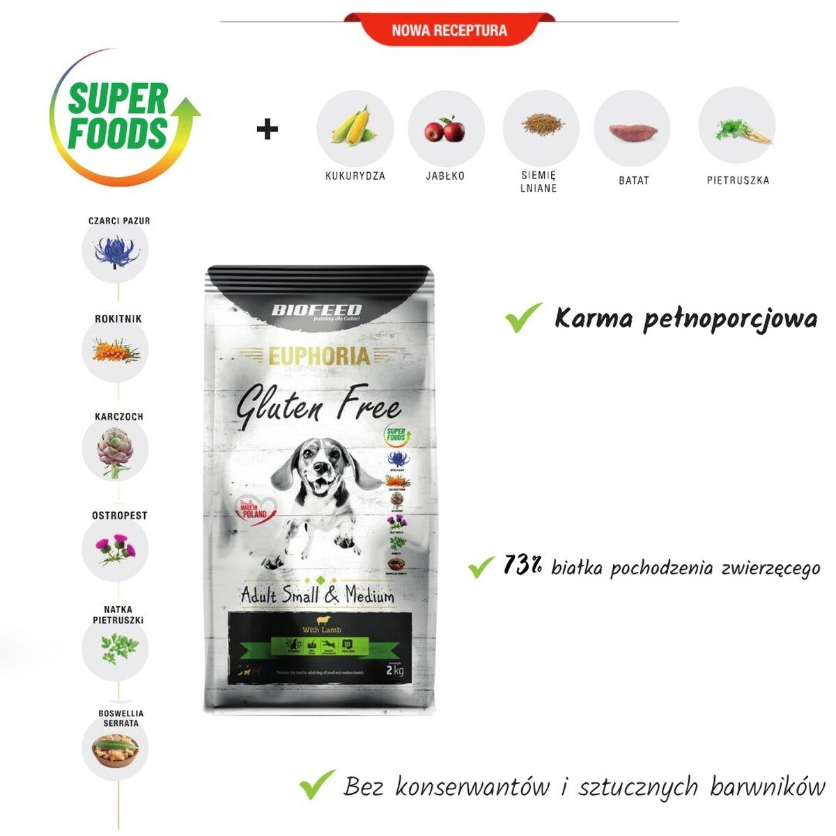 Futter Biofeed Adult Small & Medium Lammfleisch 12 kg-2