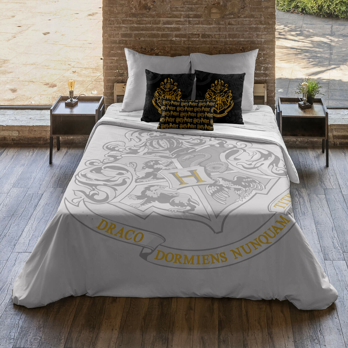 Harry Potter Hogwarts Duvet Cover Grey 180 x 220 cm 105 Bed-3