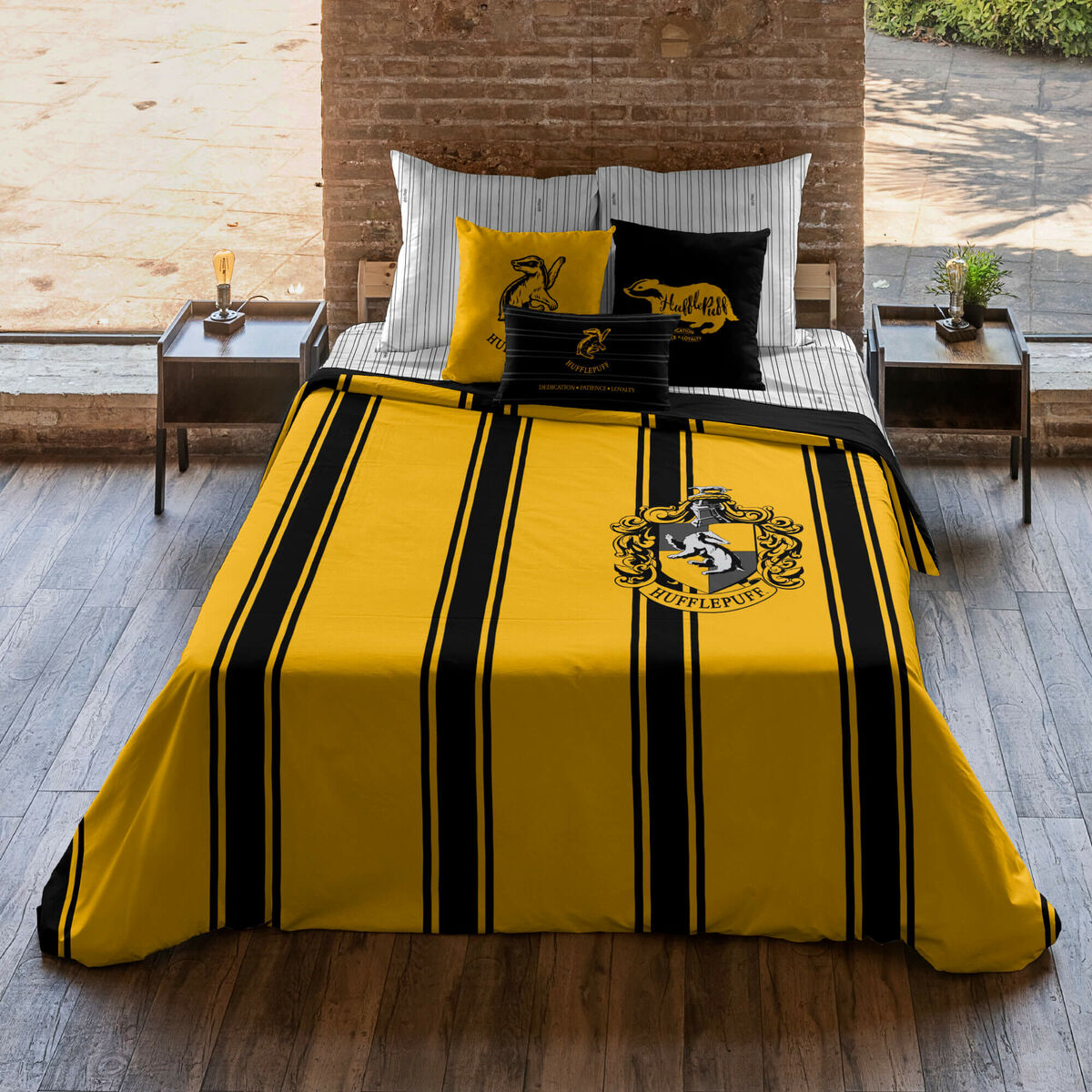 Harry Potter Hufflepuff Yellow Black 220 x 220 cm 135/140床-3