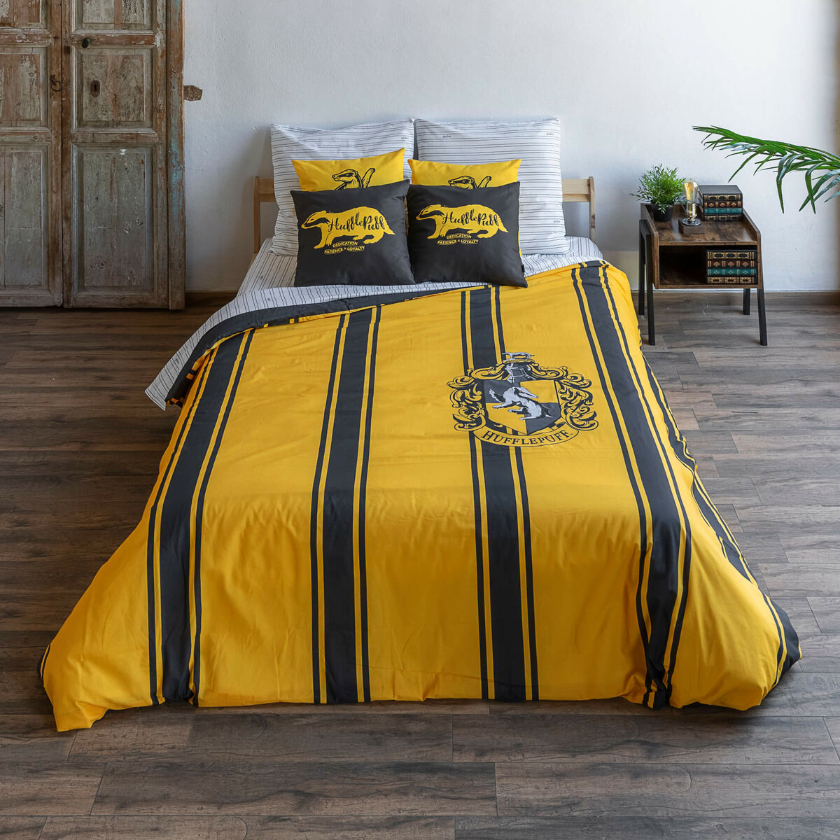 Harry Potter Hufflepuff Yellow Black 220 x 220 cm 135/140床-5