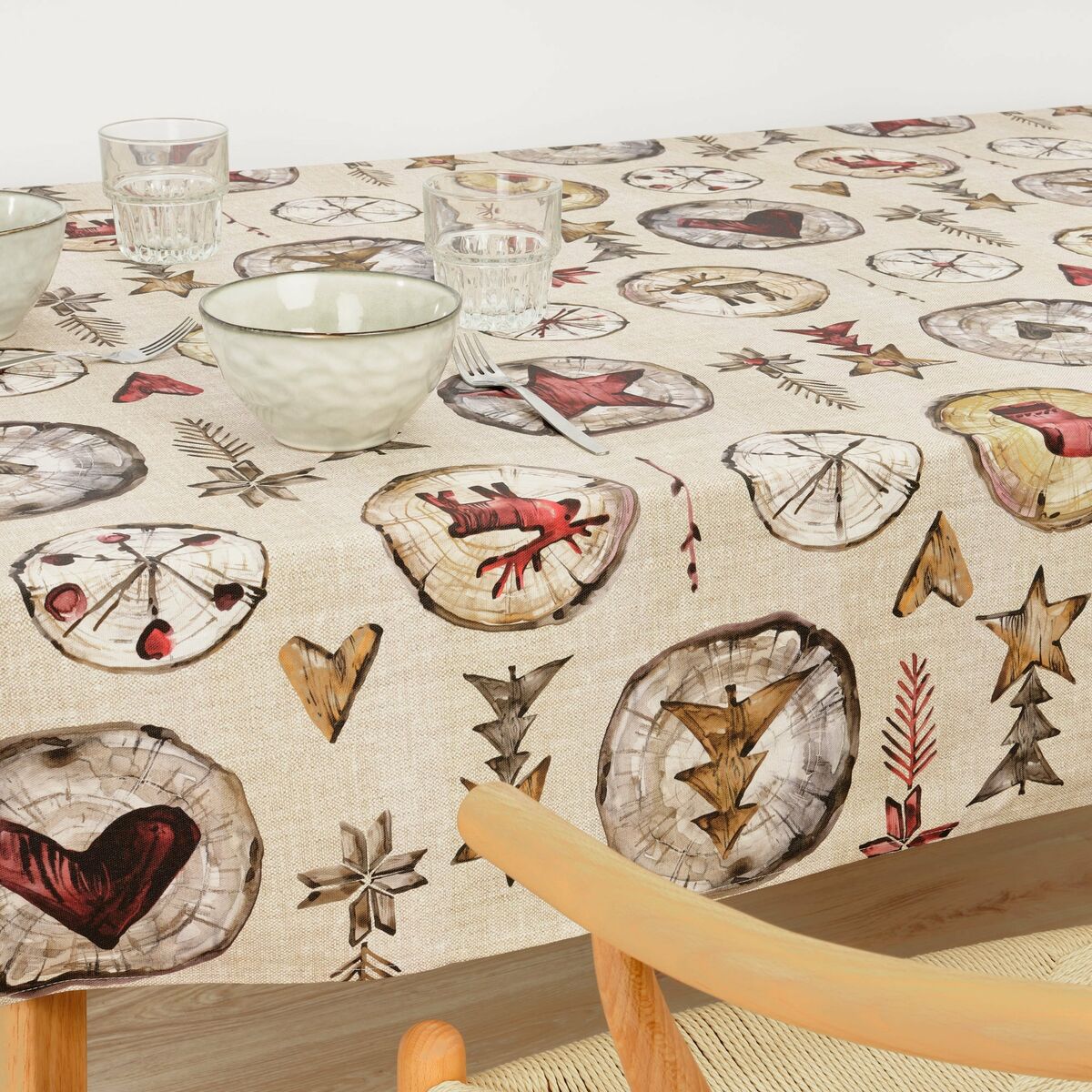 Belum Wooden Christmas 140 x 140 cm stain resistant resin tablecloth-3