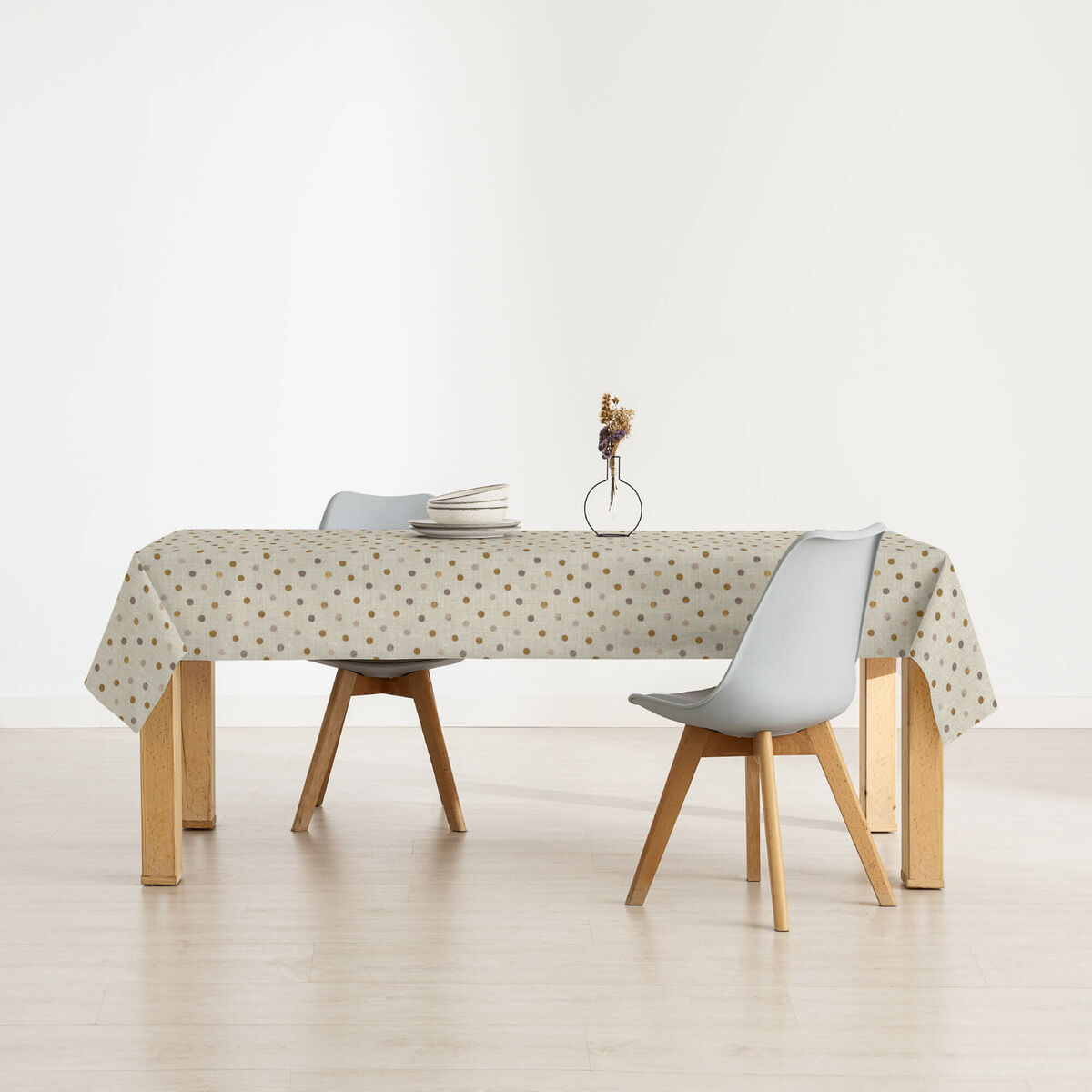 Belum Stain Resistant Tablecloth 0120-305 Beige 200 x 140 cm V Polka Dots-3