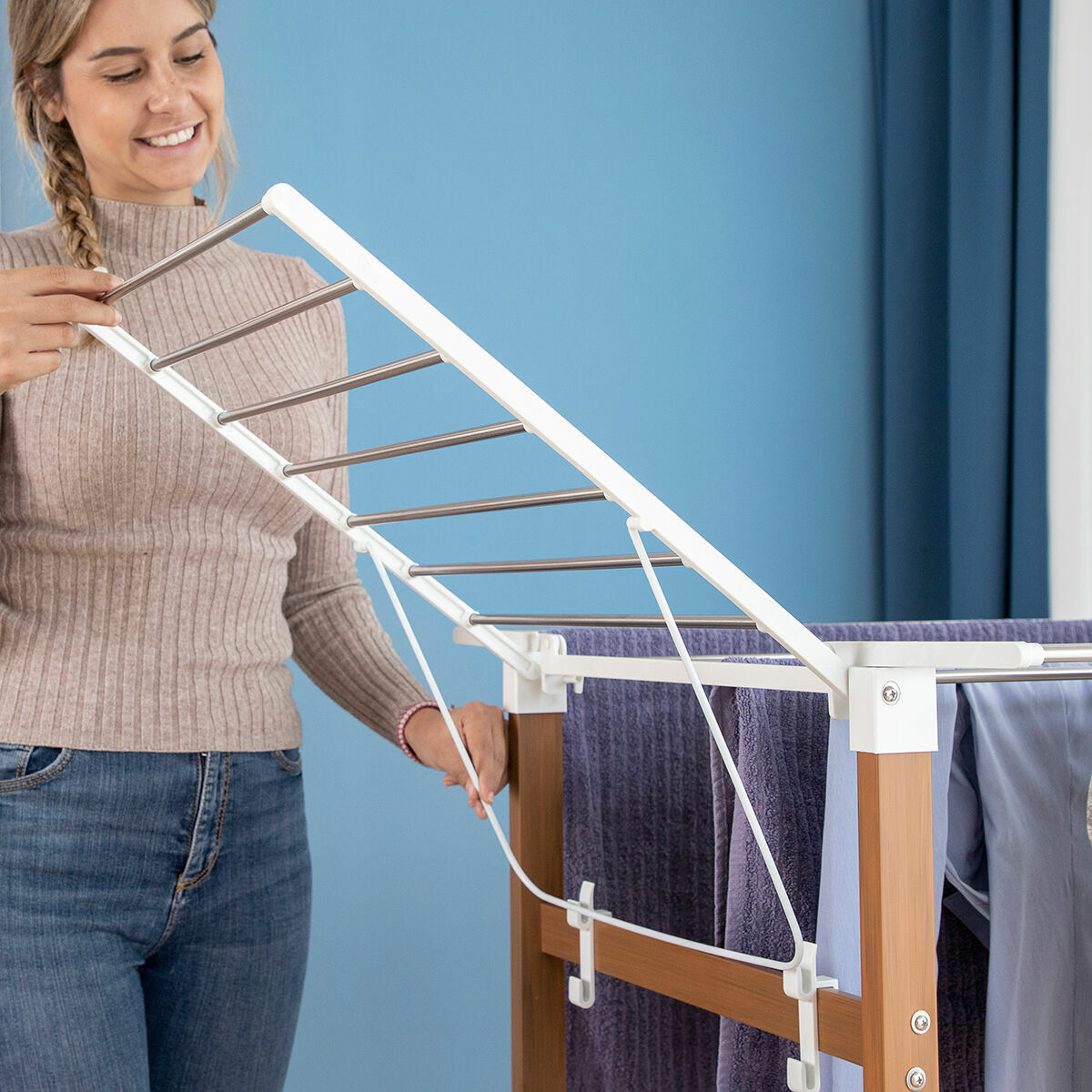Vertical folding linen rack with wheels Dreeyl InnovaGoods 38 Strings-3