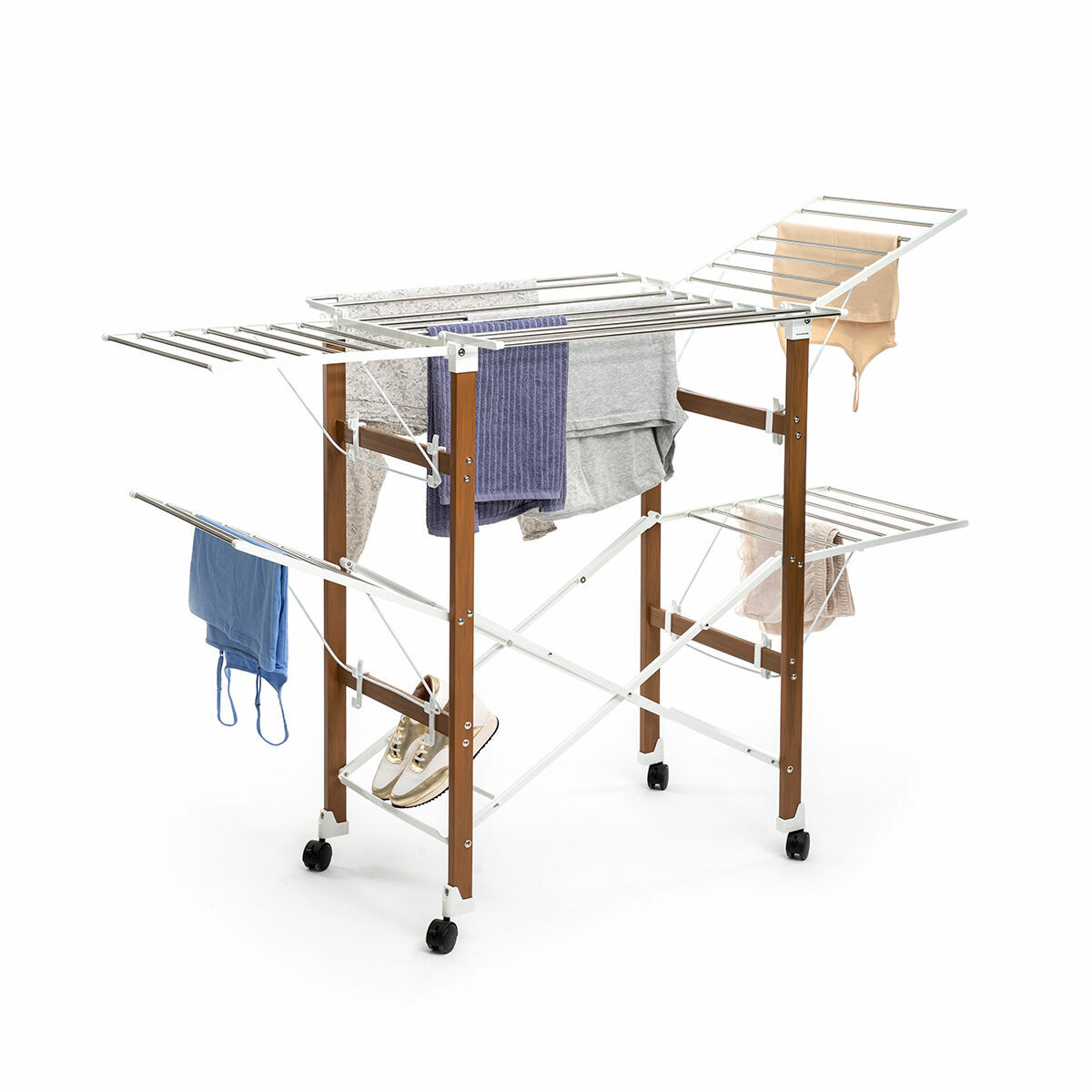 Vertical folding linen rack with wheels Dreeyl InnovaGoods 38 Strings-8