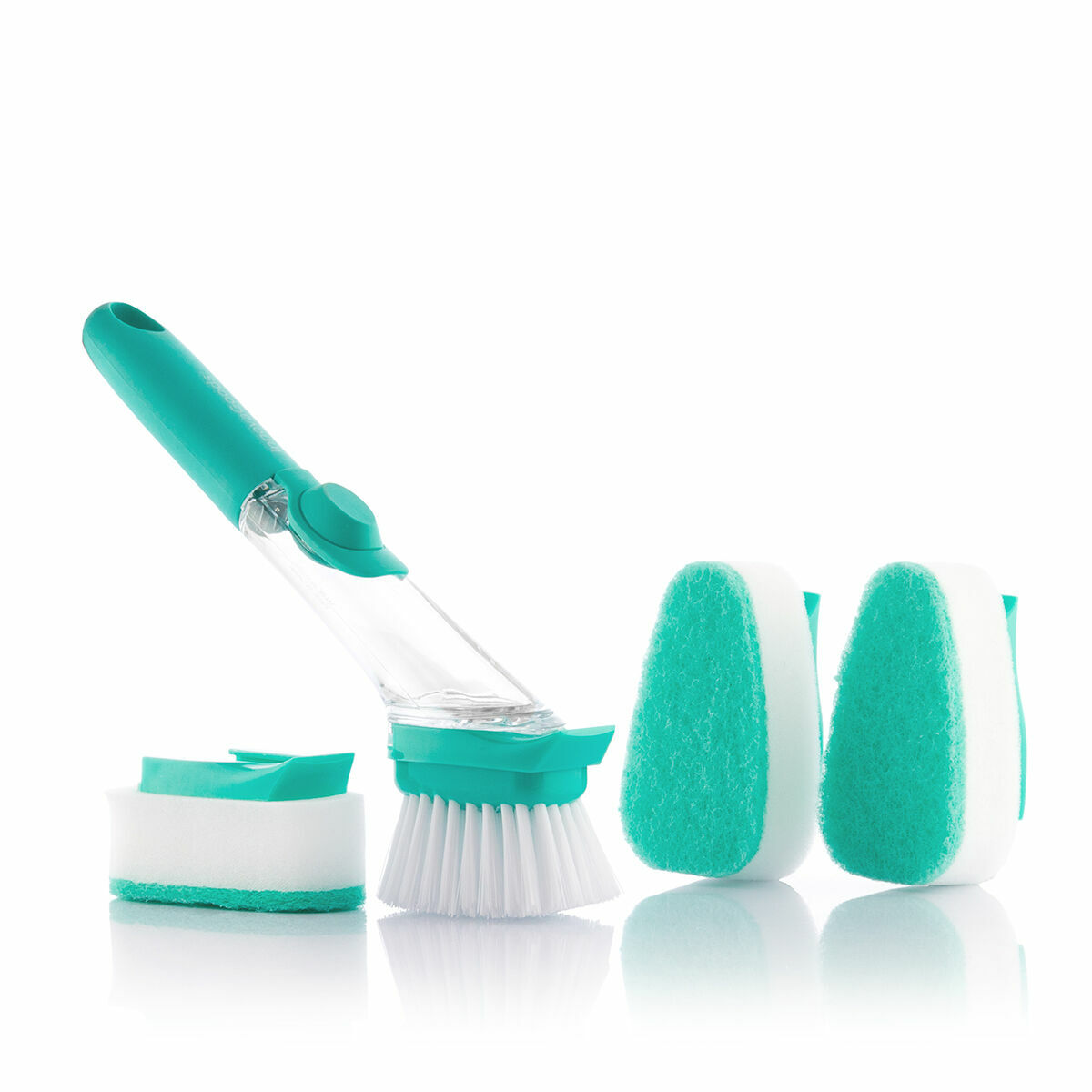 Brush sponge with handle and detergent dispenser Cleasy InnovaGoods Green Plastic (Revised B)-8
