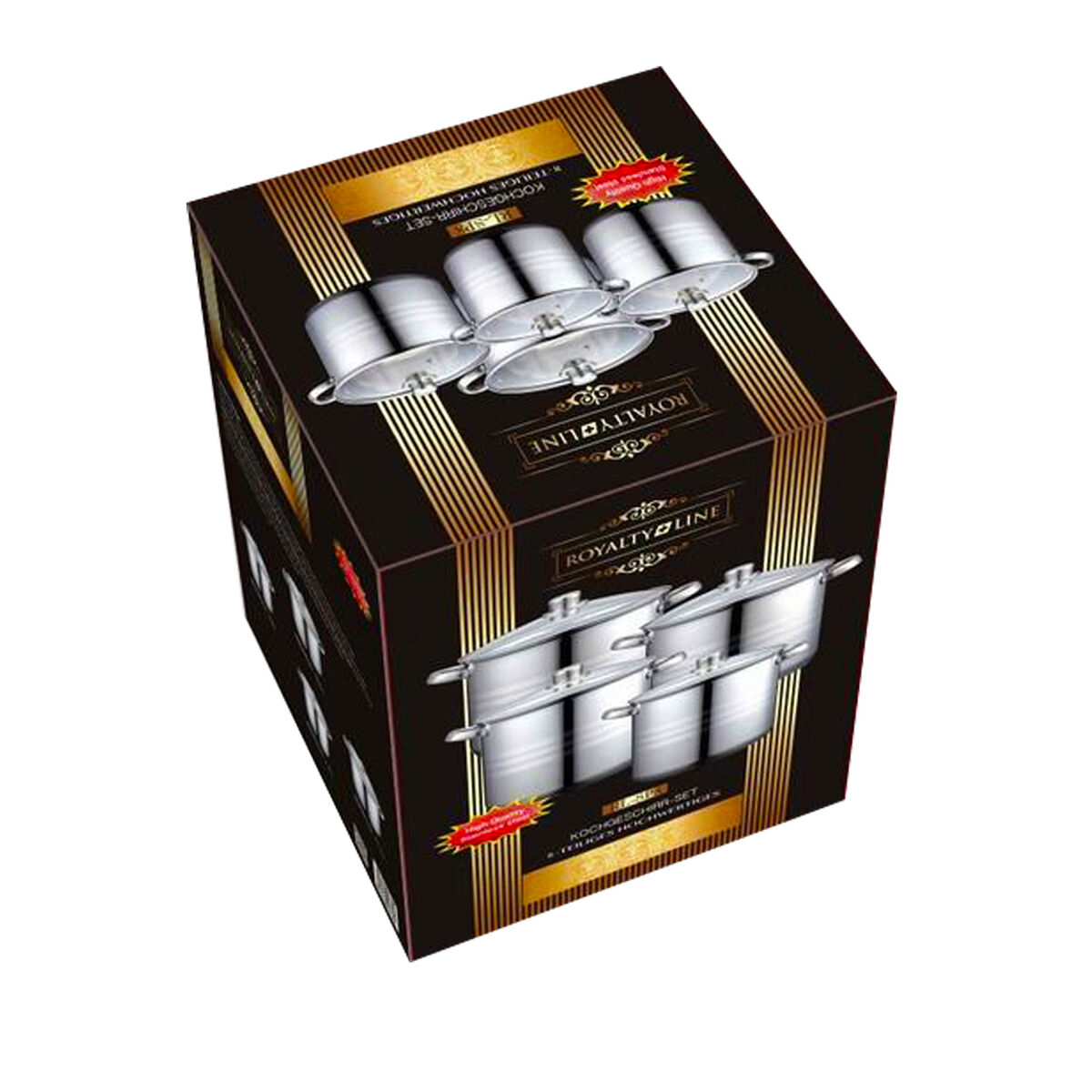 Кастрюля со стеклянной крышкой Royalty Line SP8 Сталь 8 Предметы-2