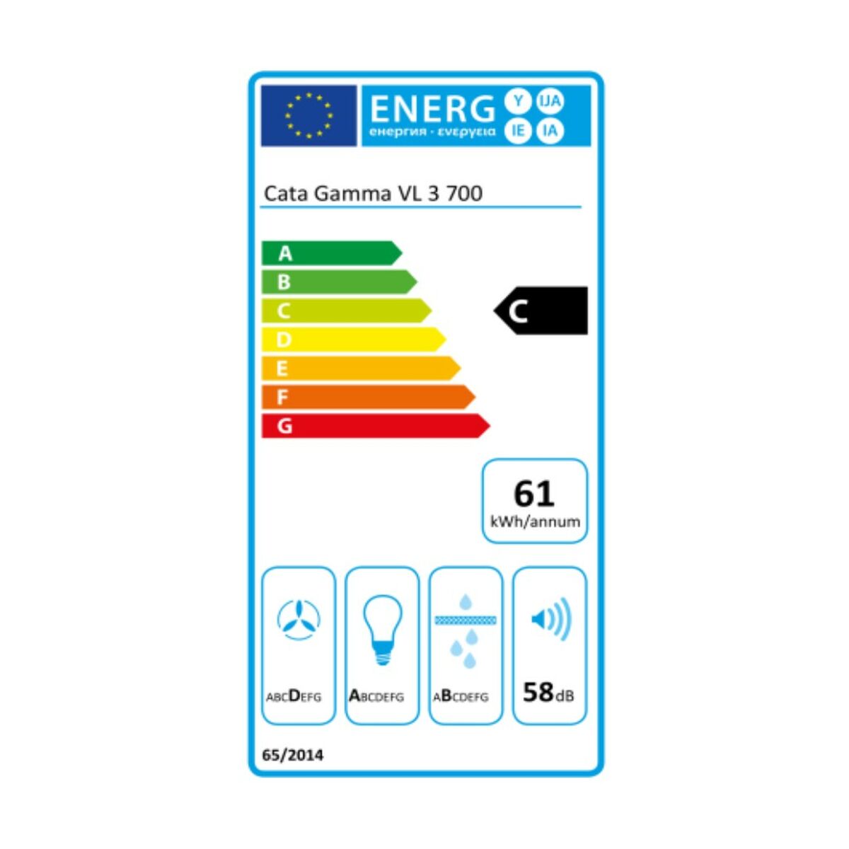 Традиционная вытяжка Cata 165615 70 cm 790 m3/h 65 dB 240W-3