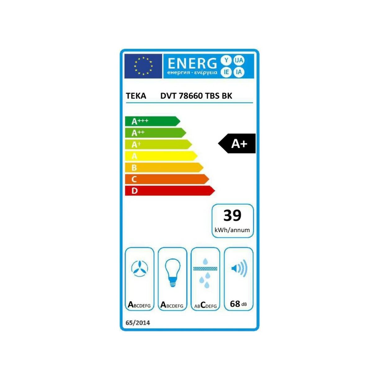 Традиционная вытяжка Teka 112930042 70 cm 700 m3/h 61 dB 280W Белый A+-7